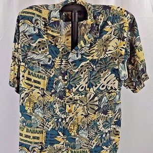 Tommy Bahama Hawaiian shirt L 100% Rayon Green w/M